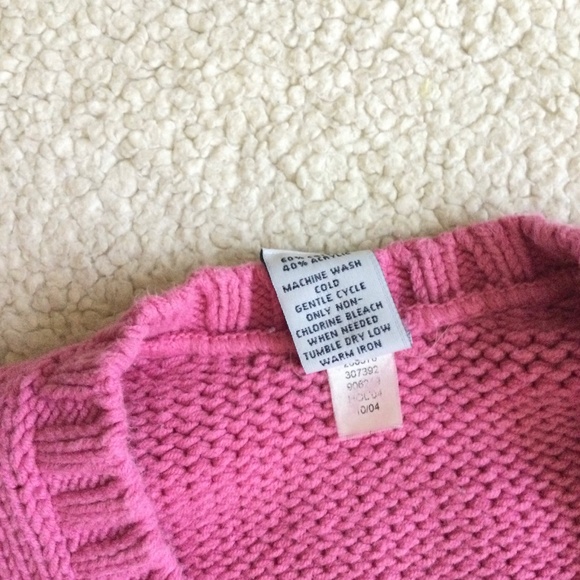 Vintage GAP Y2K Chunky V-Neck Sweater Bright Pink Long Sleeves - Sz Small - Picture 8 of 11